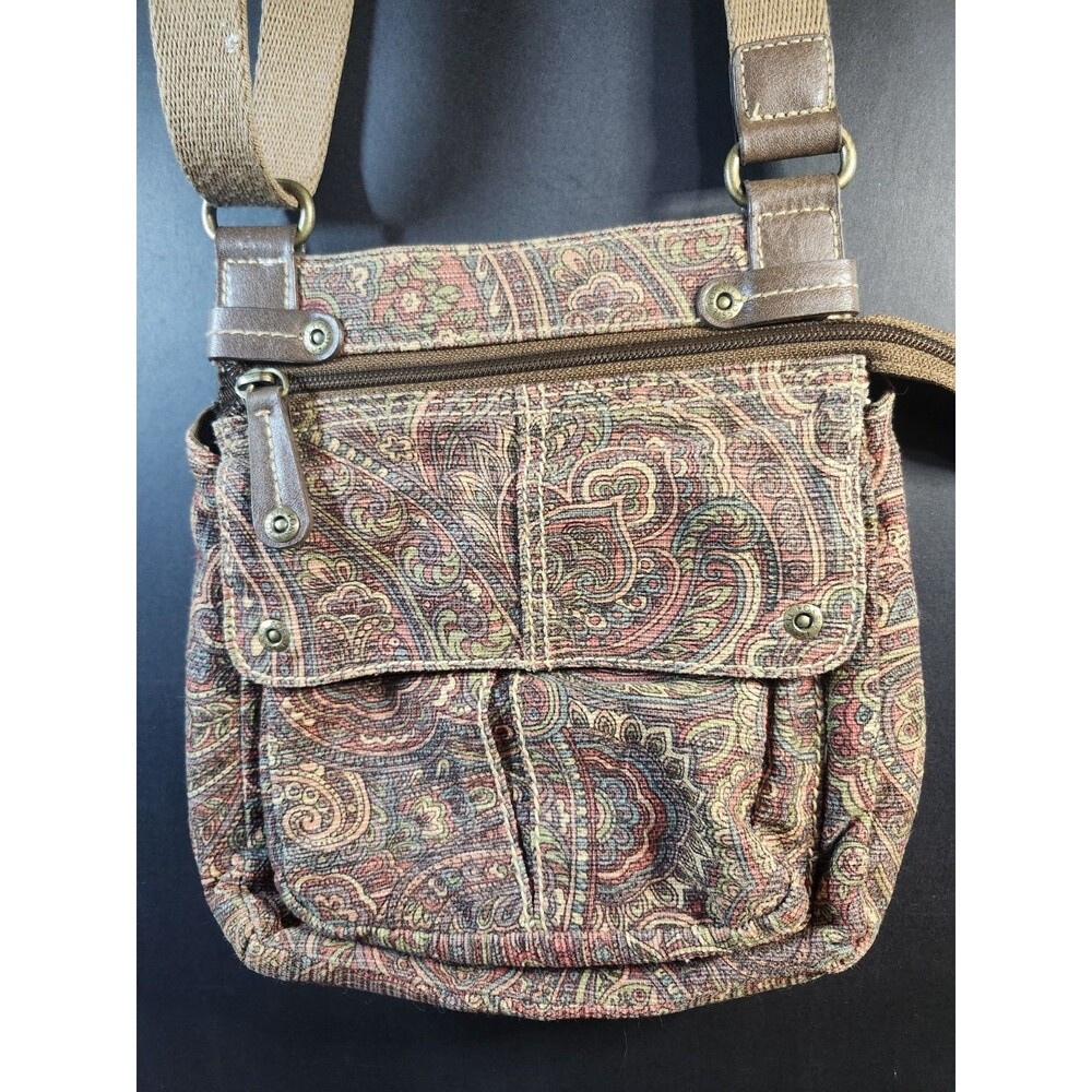 vintage Fossil paisley tapestry fabric crossbody shoulder bag - Picture 2 of 8